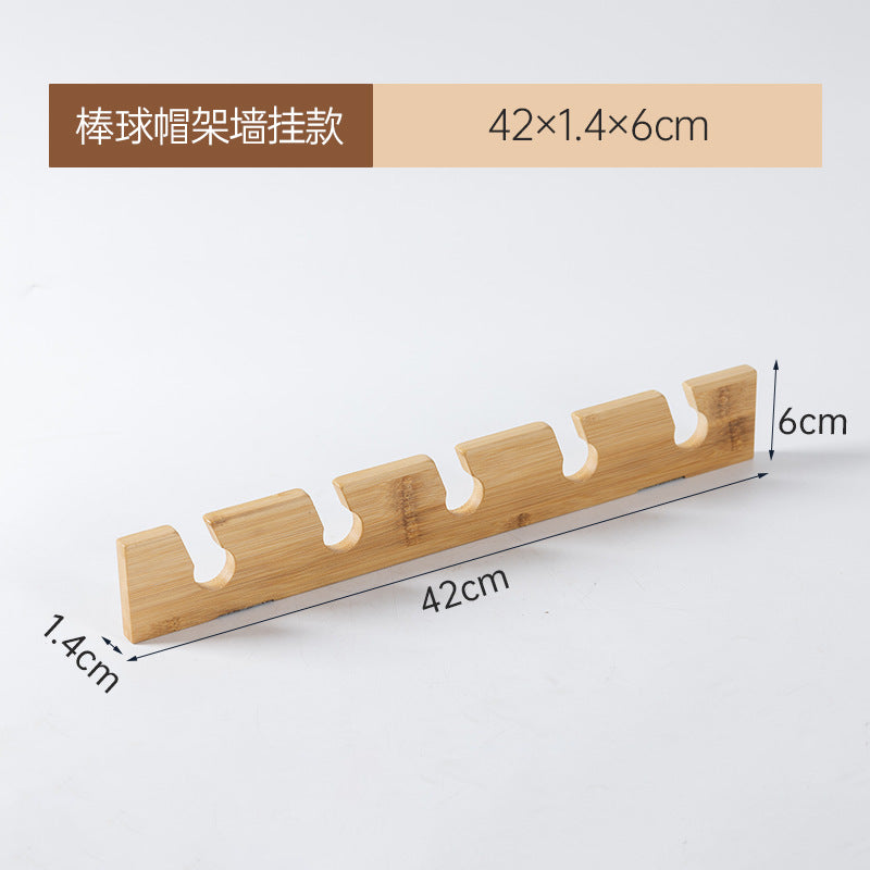 现货木质壁挂式棒球帽展示架实木收纳架家用垂直衣帽架玄关陈列架In-stock wooden wall-mounted baseball cap display rack, solid wood storage rack, home vertical coat rack, hallway display rack