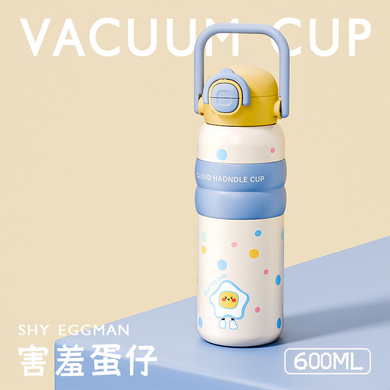 捷安玺高颜值吸管保温杯一盖双饮弹盖杯户外便携可拎女生水杯Straw Insulated Water Bottle with Dual-Function Lid—Outdoor Portable Water Bottle with Handle for Women