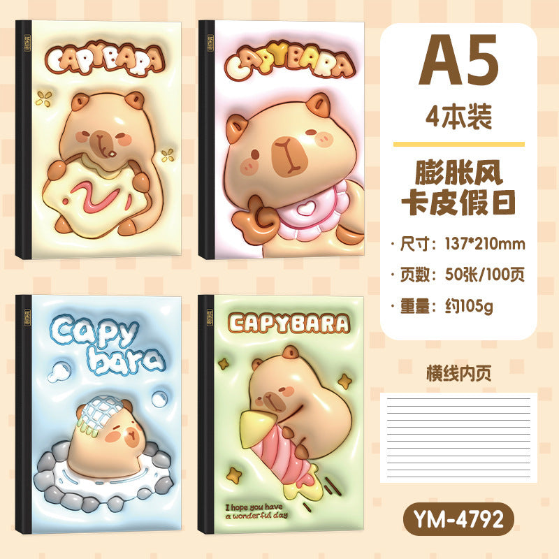 A5笔记本记事本高颜值学生冷胶卡通平摊本文具礼品本子A5 Notebook: Stylish Student Notebook with Cold-Laminated Cartoon Design, Lies Flat—Stationery Gift Notebook