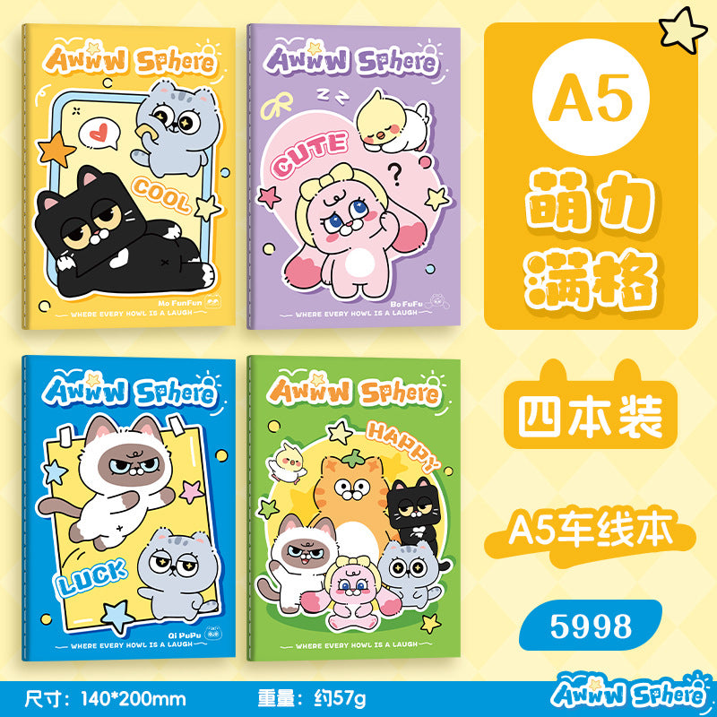 可爱A5线圈本学生笔记本高颜值作业本卡通办公文具记事本 Cute A5 Spiral-Bound Student Notebook—Stylish Homework Notebook, Cartoon-Themed Office Stationery, Notepad