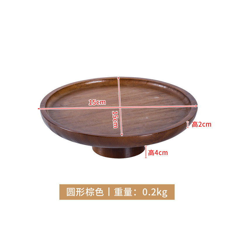 复古木质高脚蛋糕展示盘水果点心糖果盘子零食干果盘高脚托展示盘Vintage wooden pedestal cake stand; fruit, pastry and sweet tray; snack and dried fruit tray; pedestal display stand