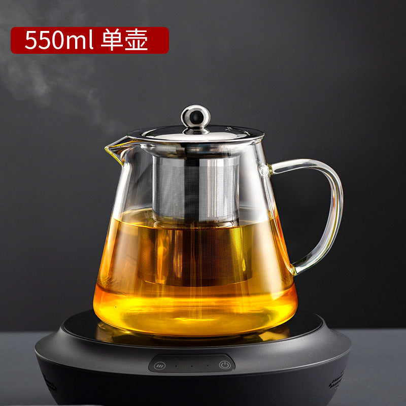天喜玻璃茶壶家用过滤泡茶壶大容量水壶耐热玻璃壶花茶红茶具套装Tianxi Glass Teapot: Household Filtered Teapot, Large-Capacity Kettle, Heat-Resistant Glass Kettle, Floral Tea and Black Tea Set
