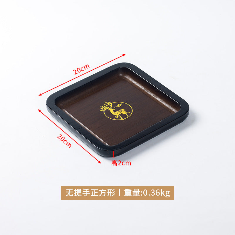 复古轻奢托盘楠竹茶盘长方形创意烫金印花竹托盘饭店酒店提手茶盤Retro, light-luxury bamboo tea tray – rectangular, creative hot-stamped patterned bamboo tray with handles, ideal for restaurants and hotels
