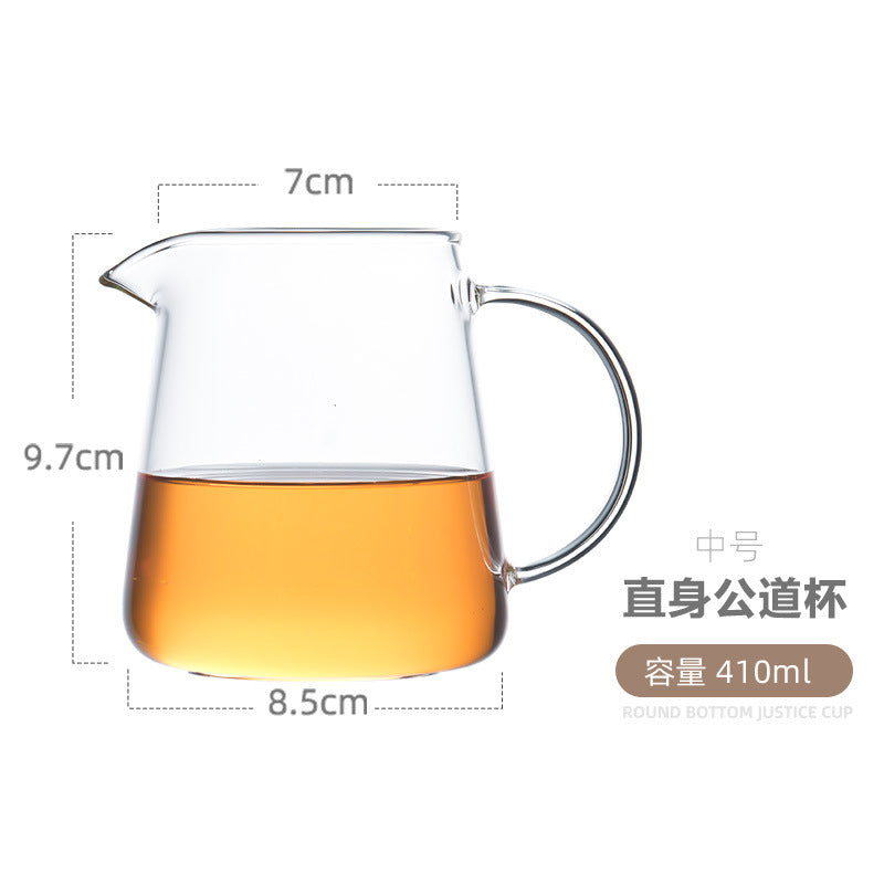 天喜公道杯加厚耐热玻璃公杯高档茶具套装四方茶壶一体茶漏分茶器 Gongdao Cup Thickened Heat-Resistant Glass Tea Set—High-End Tea Set with Square Teapot, Built-in Tea Strainer, and Tea Divider