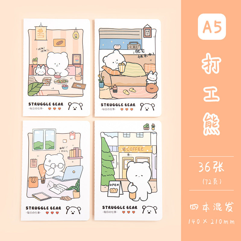 魔卡文化创意A5车线本可爱卡通图案笔记本学生学习文具手帐MoKa Cultural & Creative A5 Stitched Notebook with Cute Cartoon Designs—Student Study Stationery and Planner