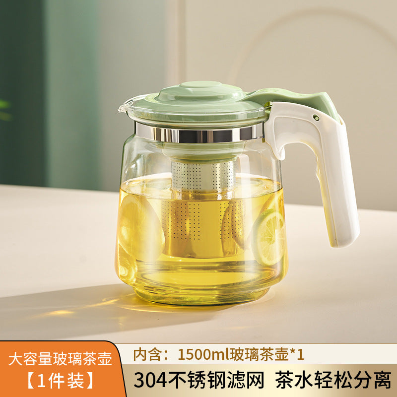 捷安玺家用办公耐热玻璃茶壶大容量冷水壶茶水分离304滤网泡茶壶GIANXI Large-Capacity Heat-Resistant Glass Teapot for Home and Office Use; Cold Water Jug with Tea-Water Separation and 304 Stainless Steel Filter; Tea Brewing Pot