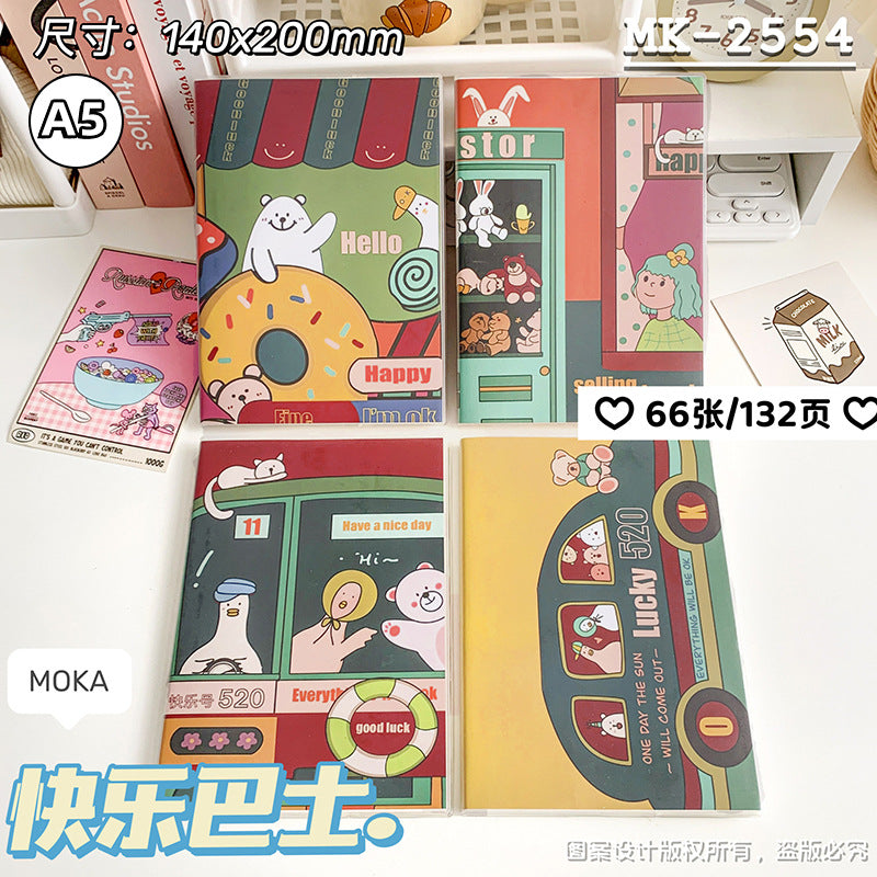 MOKA新款A6胶套笔记本A5学生办公高颜值加厚本子记笔记小清新本子MOKA's New A6 Plastic-Covered Notebook: A5 Size for Students and Office Use—Stylish, Thick-Paged Notebook for Note-Taking with a Fresh, Minimalist Design