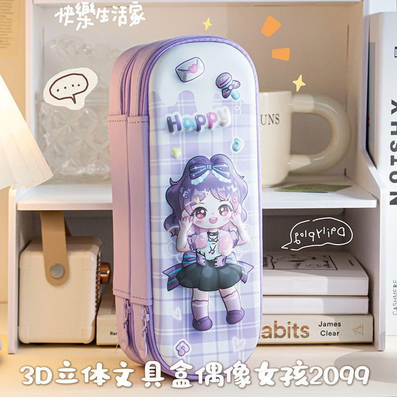 MOKA卡通动漫3D笔盒儿童文具盒可爱学生笔袋大容量创意铅笔盒 MOKA Cartoon 3D Pencil Case for Kids—Cute Student Pencil Case with Large Capacity
