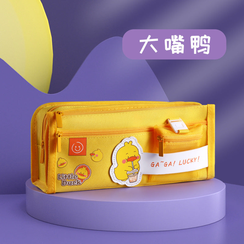 MOKA魔卡文具盒高颜值初中生网红帆布铅笔盒带零钱包创意双仓笔袋MOKA Magic Card Pencil Case: Stylish, Trendy Canvas Pencil Case for Middle School Students with a Coin Pouch—Creative Dual-Compartment Design