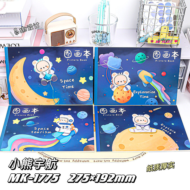 MOKA卡通男女孩无线胶装动漫图画本儿童涂鸦手绘本子学生绘画本MOKA Cartoon Boys' and Girls' Wireless Perfect-Bound Anime Sketchbook, Children's Doodle Book, Hand-Drawn Sketchbook, Student Drawing Book