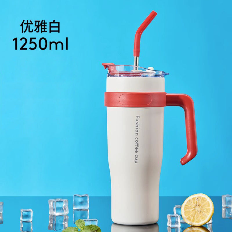 巨无霸保温杯大容量冰霸杯304不锈钢水杯女男生吸管杯子Giant Insulated Cup, Large-Capacity Ice-Keeping Cup, 304 Stainless Steel Water Bottle for Men and Women, Straw Cup