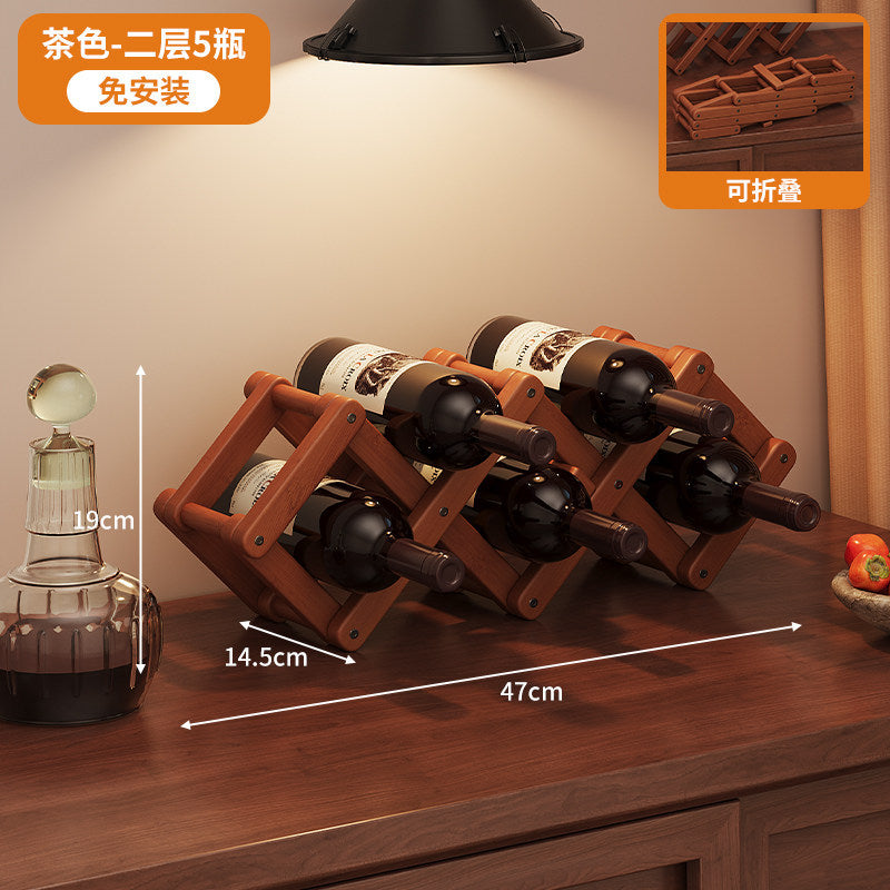 桌面简易红酒架楠竹置物架免安装格子葡萄酒架摆件酒柜红酒展示架Simple Desktop Wine Rack, Nanmu Bamboo Shelving Unit, No Assembly Required, Grid-Style Wine Rack, Decorative Item, Wine Cabinet, Red Wine Display Stand