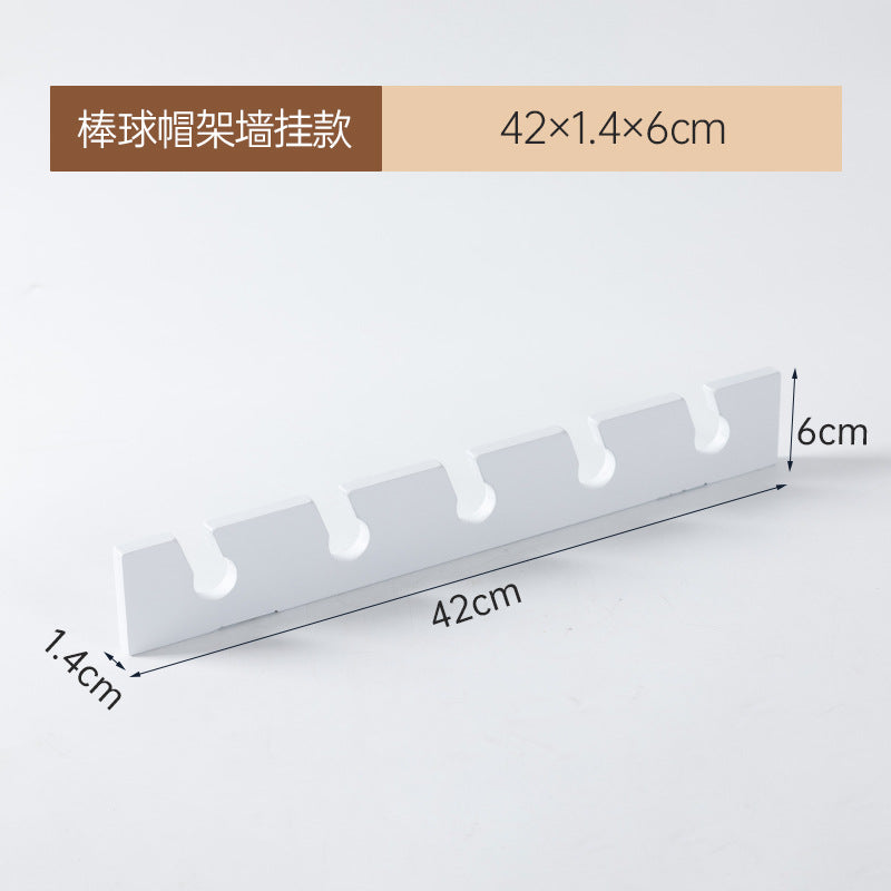 现货木质壁挂式棒球帽展示架实木收纳架家用垂直衣帽架玄关陈列架In-stock wooden wall-mounted baseball cap display rack, solid wood storage rack, home vertical coat rack, hallway display rack