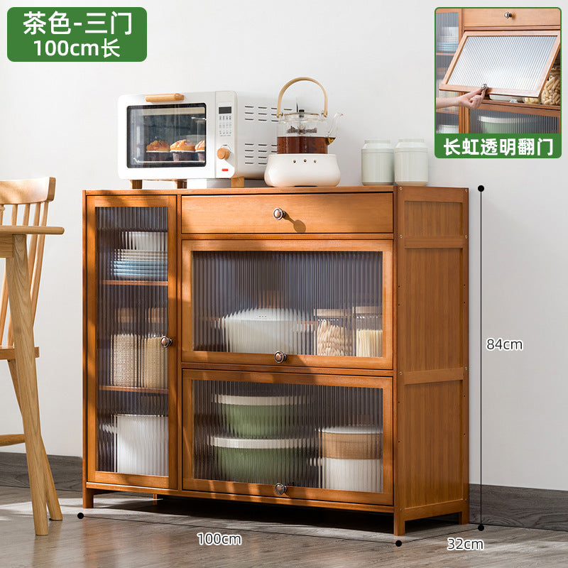 楠竹餐边柜厨房柜子储物柜置物柜家用备餐收纳柜原木风客厅茶水柜Nan Zhu Sideboard, Kitchen Cabinet, Storage Cabinet, Shelving Unit, Home Food Preparation Storage Cabinet, Rustic-Style Living Room Tea Cabinet
