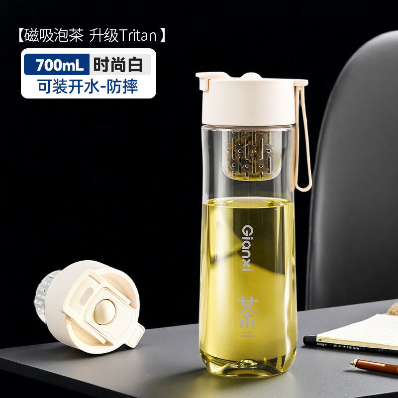GIANXI捷安玺磁吸泡茶杯茶水分离Tritan泡茶杯大容量车载塑料杯GIANXI Magnetic Tea Cup with Tea-Water Separation, Tritan Tea Cup, Large-Capacity Plastic Car Cup