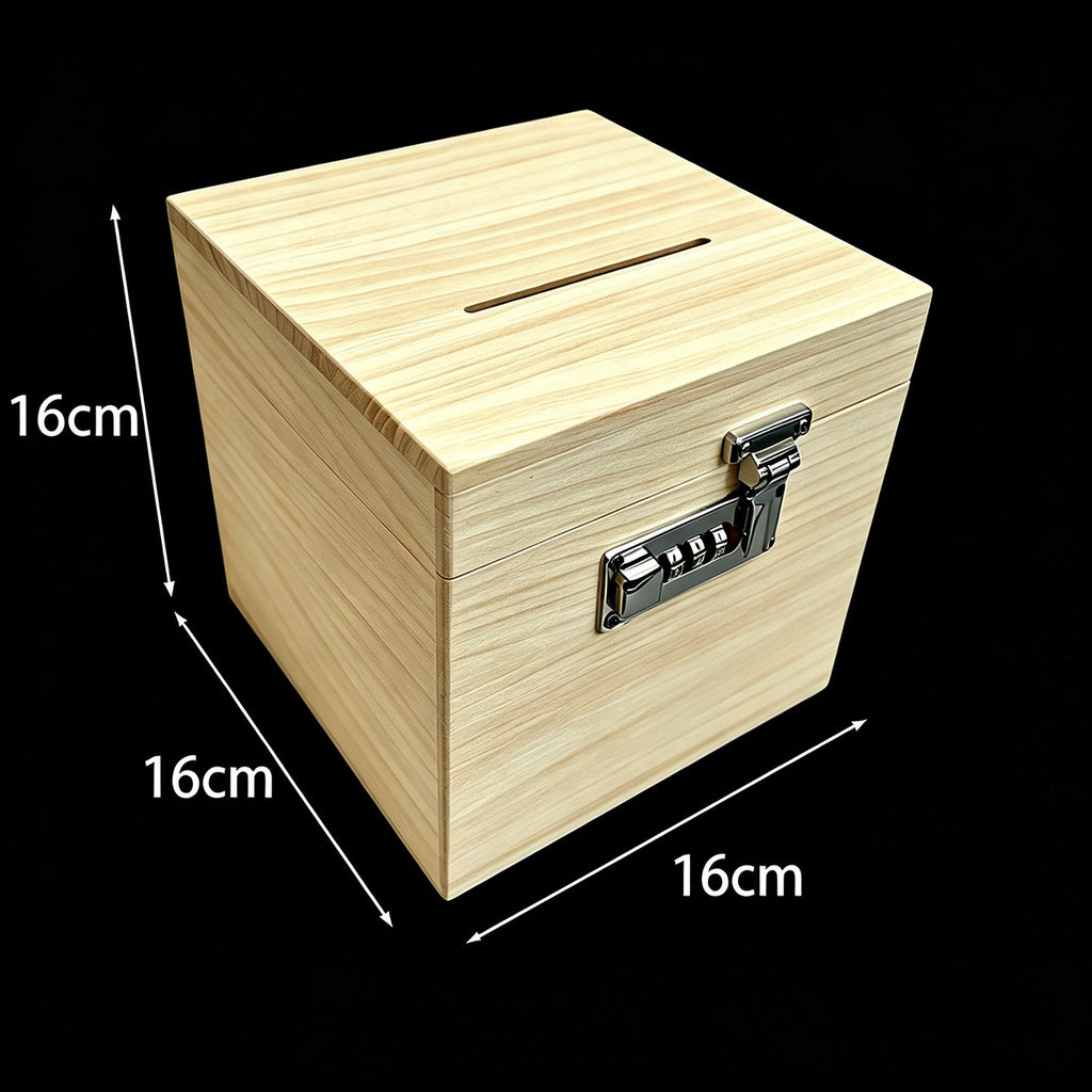 2026年新款带锁存钱罐儿童男孩可存可取木质大号储钱罐密码储蓄罐2026 New Model Lockable Money Box for Boys: Large Wooden Money Box with Deposit and Withdrawal Function, Combination Lock