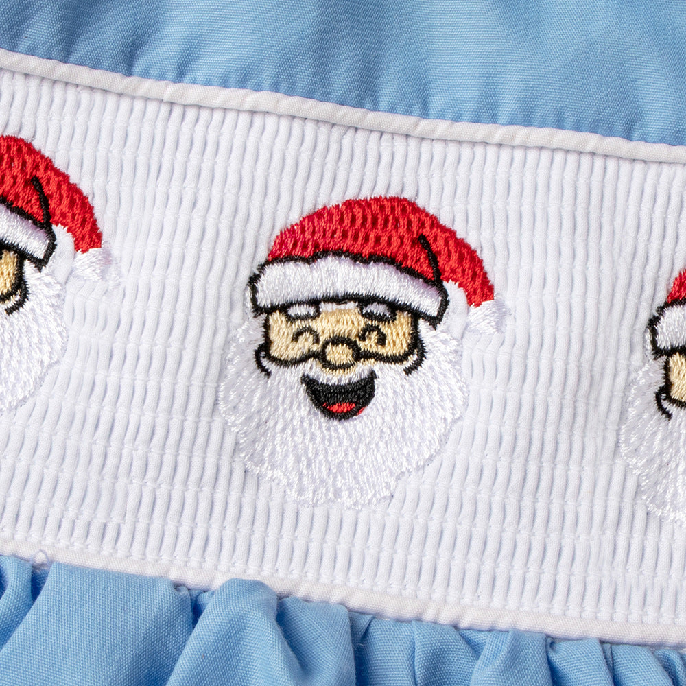 Christmas女童连衣裙短袖娃娃领可爱圣诞老人刺绣打揽公主裙‌Christmas Girls' Dress: Short-Sleeve Peter Pan Collar with Cute Santa Claus Embroidery and Flared Princess Skirt‌