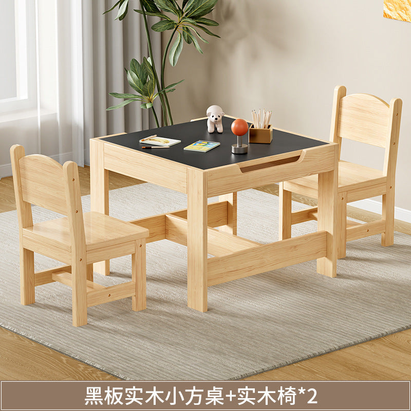 儿童实木桌椅双人餐桌家用收学习桌多功能批量套装批发桌子Children’s Solid Wood Tables and Chairs, Two-Seater Dining Table, Home and Study Desk, Multifunctional Bulk Set, Wholesale Tables