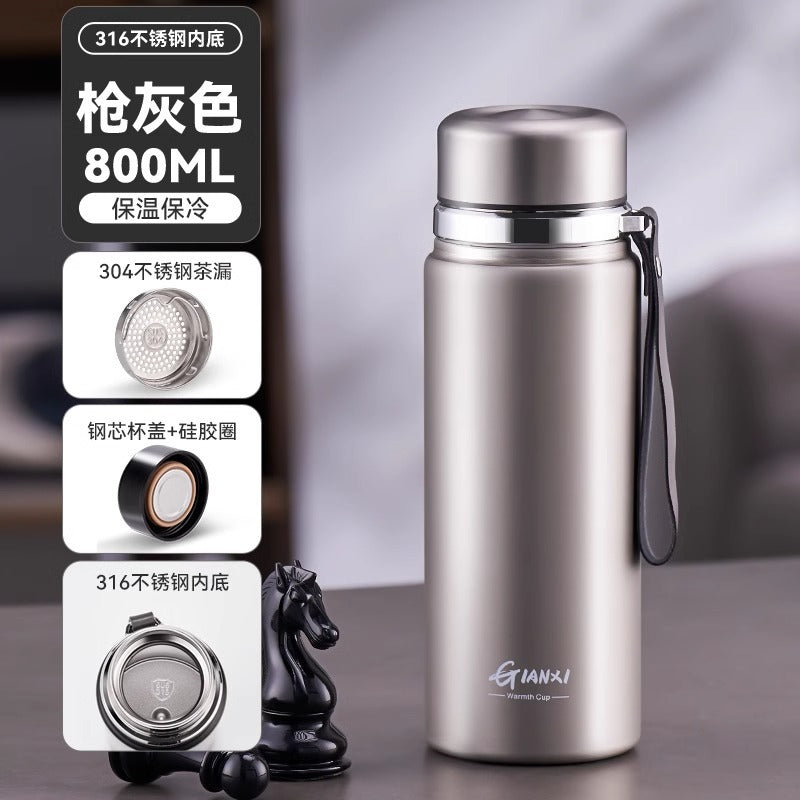 天喜锤纹飘逸杯泡茶壶茶水分离玻璃茶壶过滤花茶壶冲茶器家用茶具Men's Large-Capacity Portable Winter Tea Mug, Stainless Steel Insulated Cup, High-End Business Water Bottle