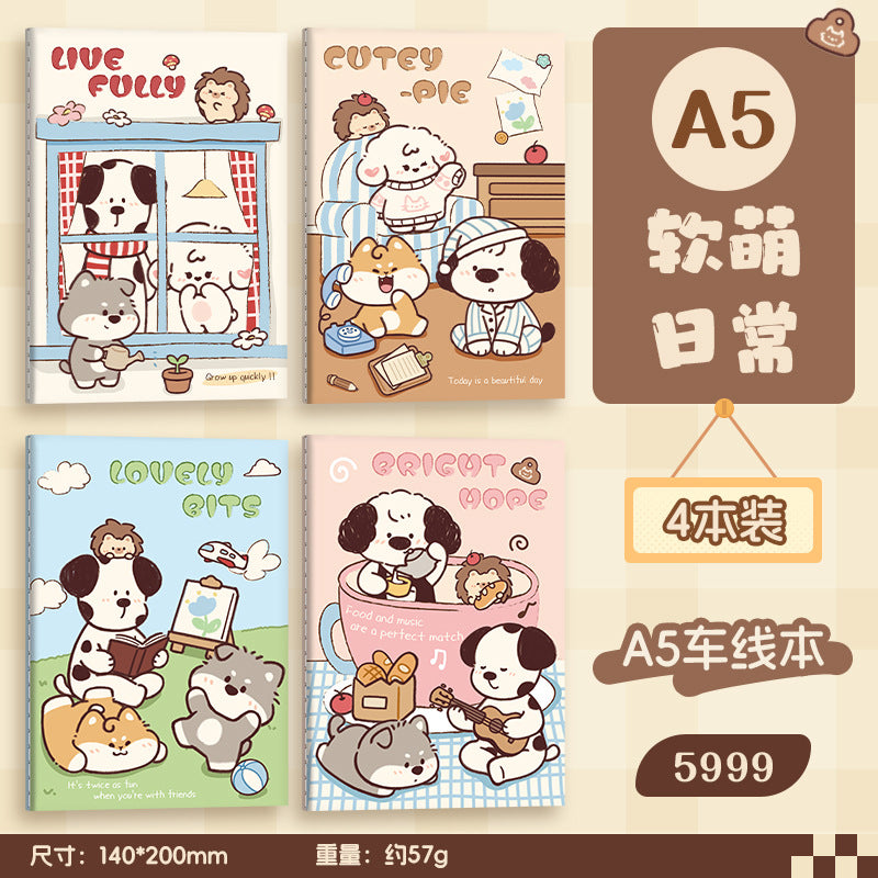 可爱A5线圈本学生笔记本高颜值作业本卡通办公文具记事本 Cute A5 Spiral-Bound Student Notebook—Stylish Homework Notebook, Cartoon-Themed Office Stationery, Notepad