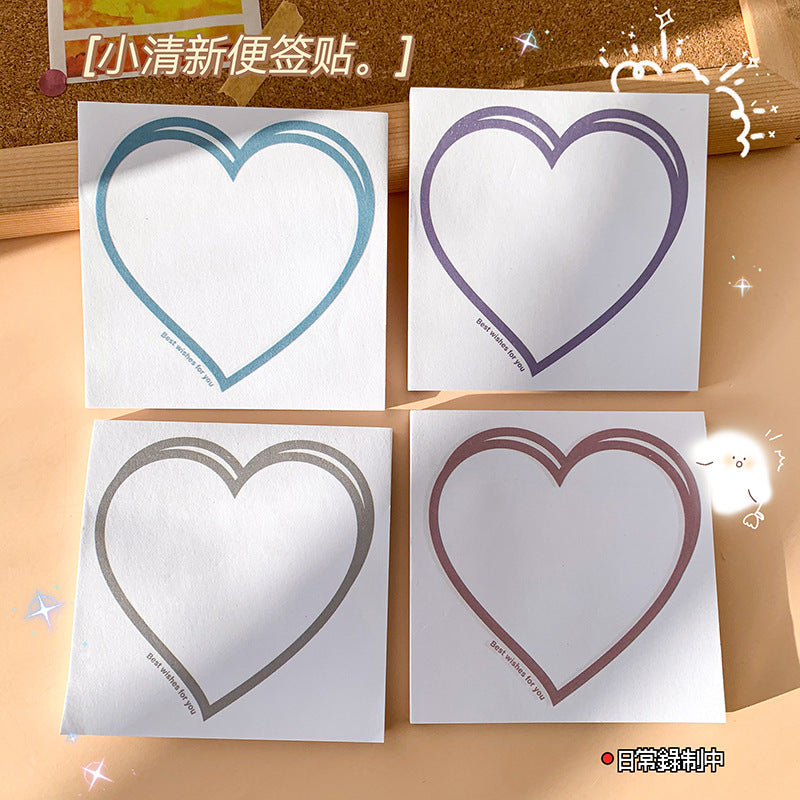 魔卡爱心卡通风景图案便签本学生手账留言纸随手撕便利贴Magic Card Cute Cartoon Scenery Pattern Sticky Note Pad, Student Planner, Note Paper, Tear-Off Sticky Notes