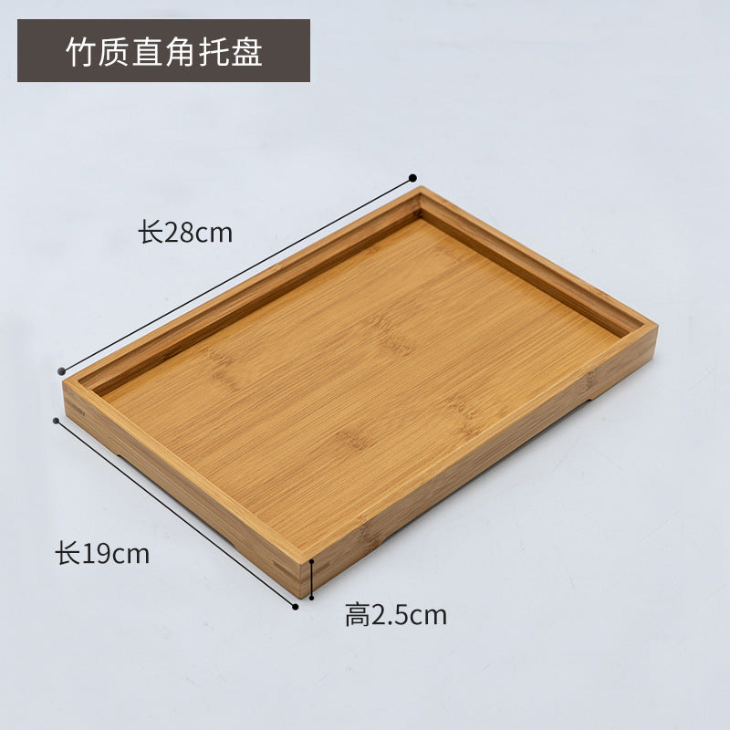 长方形竹木托盘家用简约面包水果点心托盘竹制酒店小茶盘水杯托盘Rectangular bamboo and wood tray; minimalist home-use bread, fruit and pastry tray; bamboo hotel tea tray; glass coaster