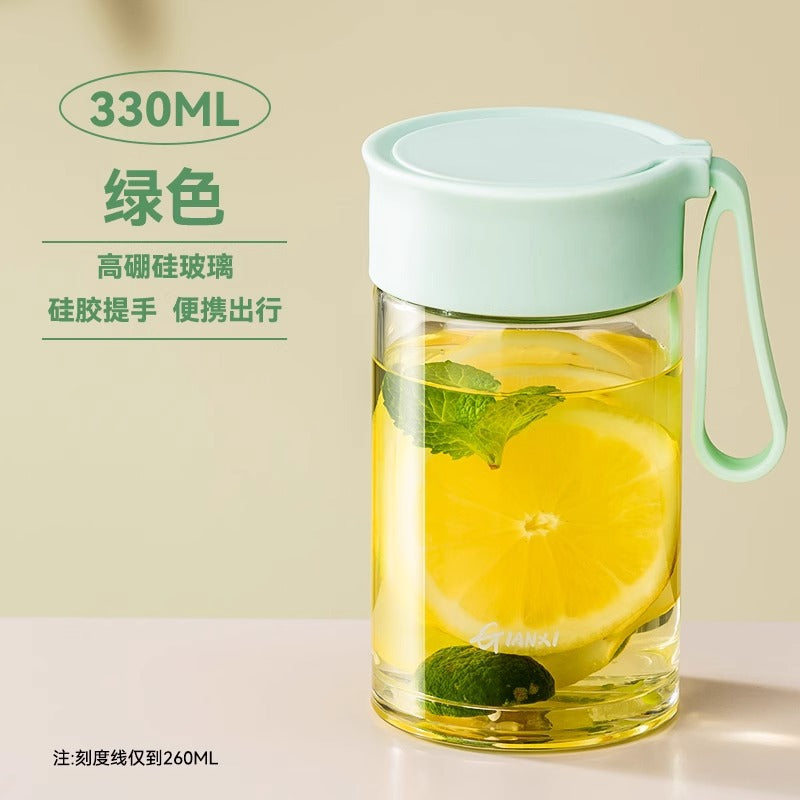 带提手刻度牛奶杯微波炉可加热豆浆杯家用便携外带玻璃水杯燕麦杯Milk Cup with Handle and Measurement Markings, Microwave-Safe Soy Milk Cup, Household Portable Takeout Glass Water Cup, Oatmeal Cup