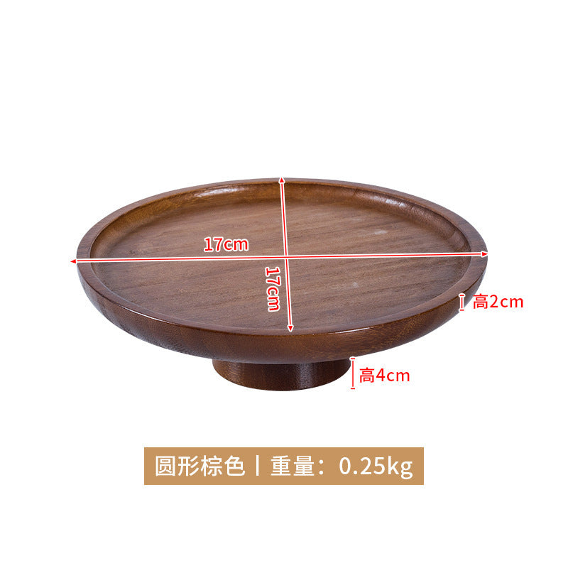复古木质高脚蛋糕展示盘水果点心糖果盘子零食干果盘高脚托展示盘Vintage wooden pedestal cake stand; fruit, pastry and sweet tray; snack and dried fruit tray; pedestal display stand