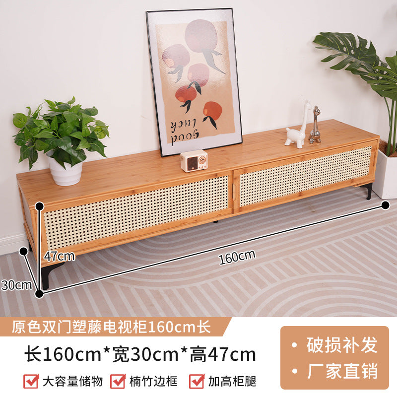 订制楠竹电视柜简约现代小户型铁艺腿茶几电视柜组合北欧伸缩电视Bespoke Nanmu Bamboo TV Stand – Minimalist, Modern, Small-Flats-Friendly, Wrought-Iron-Legged Coffee Table and TV Stand Set, Nordic-Style Extendable TV Stand