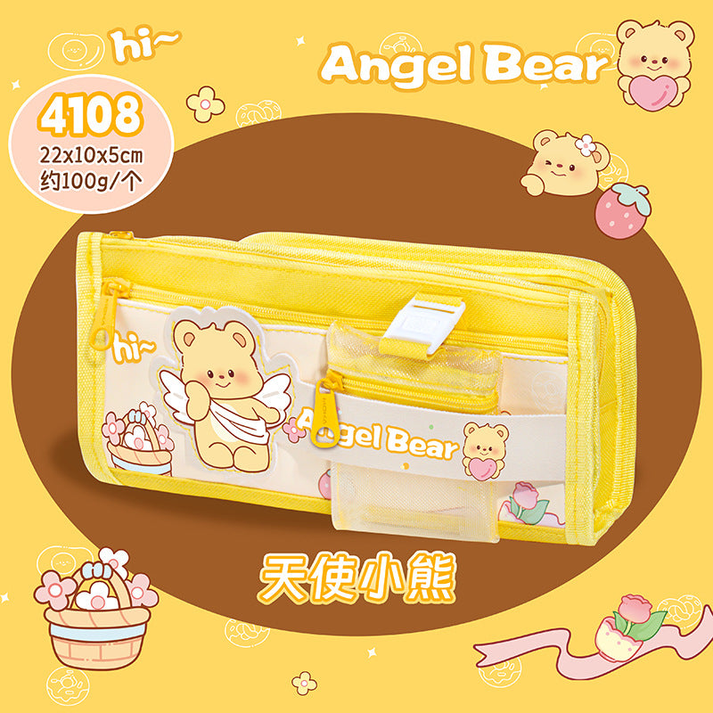 小熊零钱包笔袋大容量分层铅笔盒文具袋可爱学生Little Bear Coin Purse Pencil Case: Large-Capacity, Multi-Compartment Pencil Case and Stationery Pouch—Cute for Students