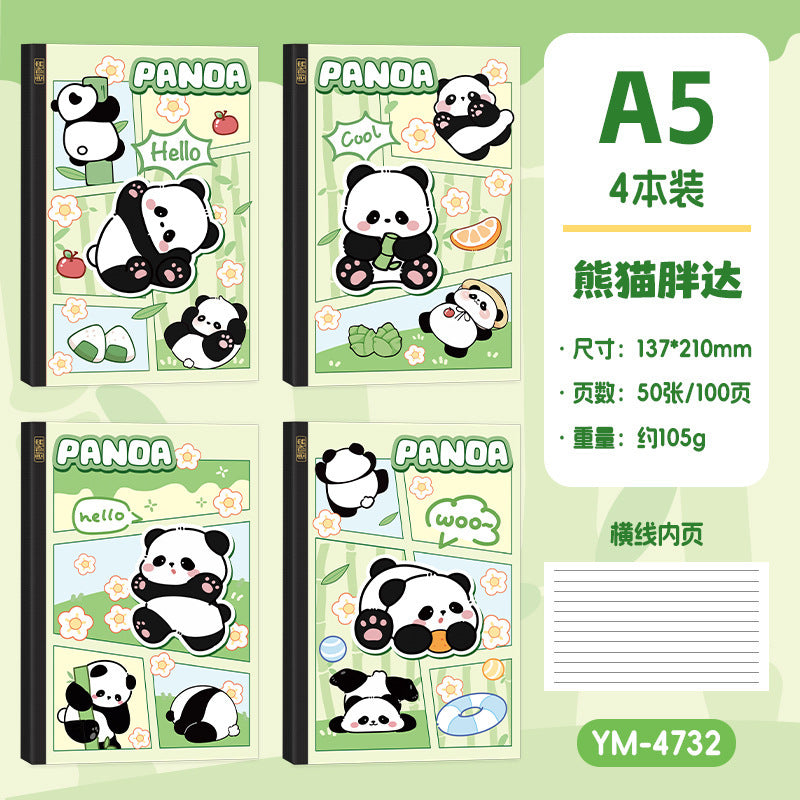 A5笔记本记事本高颜值学生冷胶卡通平摊本文具礼品本子A5 Notebook: Stylish Student Notebook with Cold-Laminated Cartoon Design, Lies Flat—Stationery Gift Notebook