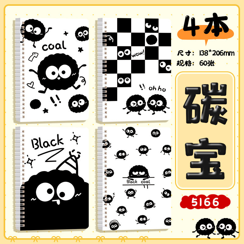可爱高颜值A5线圈本学生奖品迷你卡通笔记本便携办公记事本子 Cute, Stylish A5 Spiral-Bound Notebook—Student Prize, Mini Cartoon Notebook, Portable Office Notepad