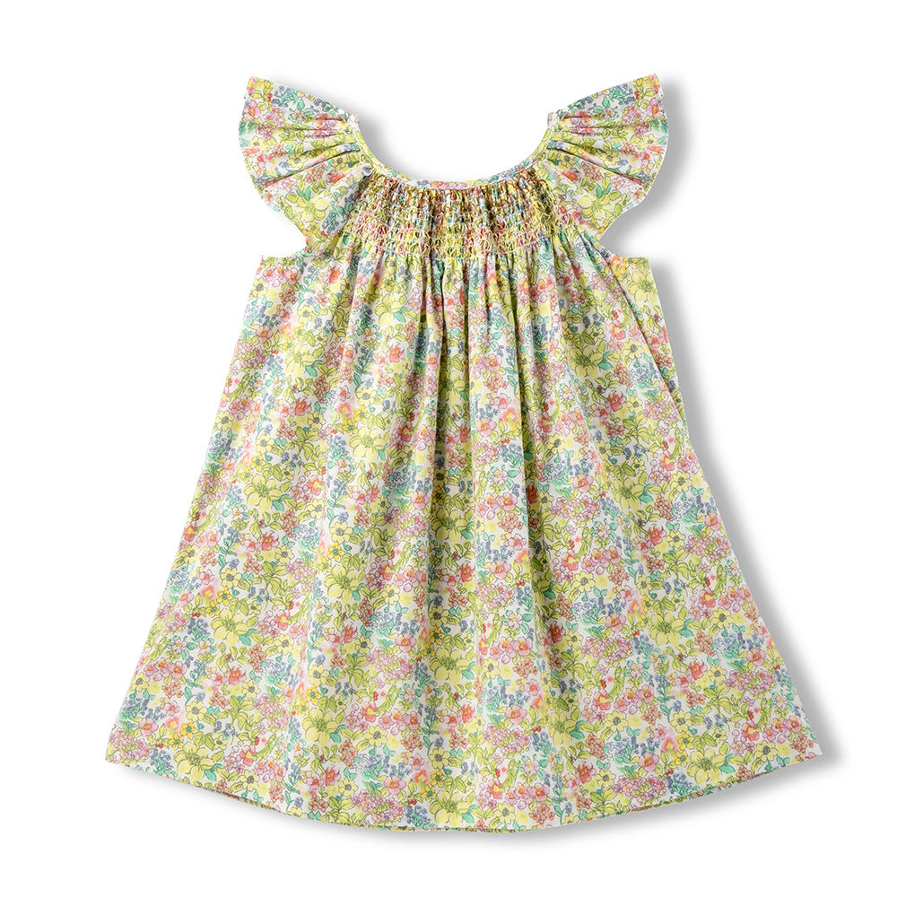 女童连衣裙儿童裙子无袖打缆背心碎花吊带裙小女孩公主裙 Girls' Dresses, Children's Dresses, Sleeveless Cable-Knit Tank Tops, Floral Spaghetti-Strap Dresses, Little Girls' Princess Dresses