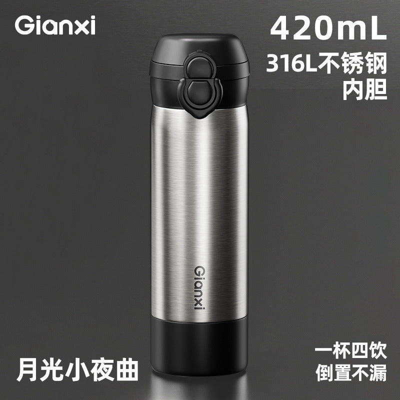 吸管保温水杯316L不锈钢保温杯女高颜值户外便携学生水杯 Insulated Water Bottle with Straw, 316L Stainless Steel, Stylish Outdoor Portable Student Water Bottle for Women