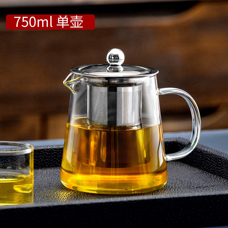 天喜玻璃茶壶家用过滤泡茶壶大容量水壶耐热玻璃壶花茶红茶具套装Tianxi Glass Teapot: Household Filtered Teapot, Large-Capacity Kettle, Heat-Resistant Glass Kettle, Floral Tea and Black Tea Set