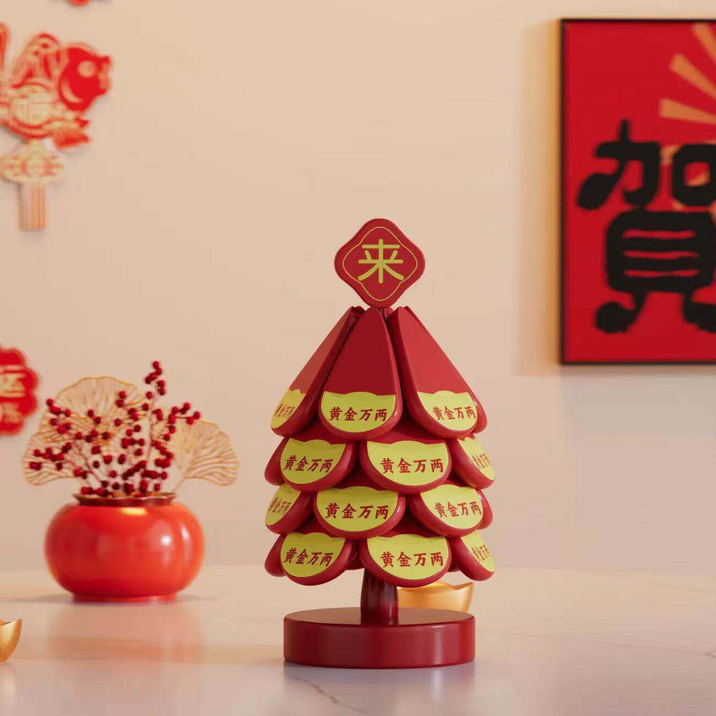 实木杯垫新年喜庆一棵树杯垫家用餐桌防烫锅垫创意可折叠家居摆件Solid Wood Coaster – Festive New Year ‘One Tree’ Coaster for the Dining Table, Heat-Resistant Pot Mat, Creative Foldable Home Decor Item