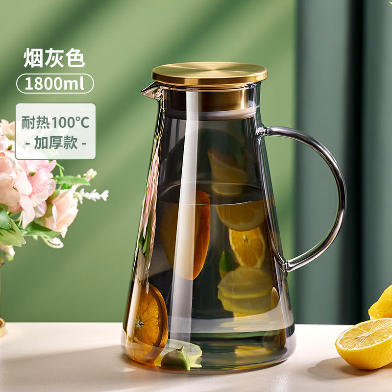 玻璃耐高温凉水杯果茶壶大容量冰水壶凉茶壶套装家用凉水壶冷水壶High-Temperature-Resistant Glass Water Cup, Fruit Tea Pot, Large-Capacity Ice Water Pitcher, Herbal Tea Pot Set, Household Water Pitcher, Cold Water Pitcher