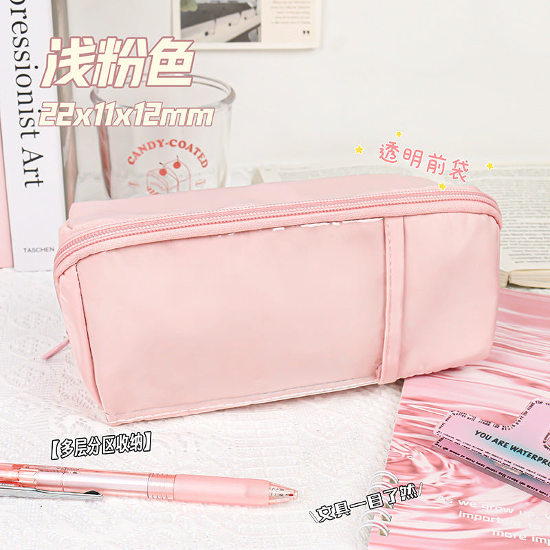 网红多层笔袋学生简约大容量枕头笔袋文具盒ins潮日系可爱少女Trendy Multi-Layer Pencil Case for Students: Simple, Large-Capacity, Pillow-Style Pencil Case, Stationery Case, Cute for Girls