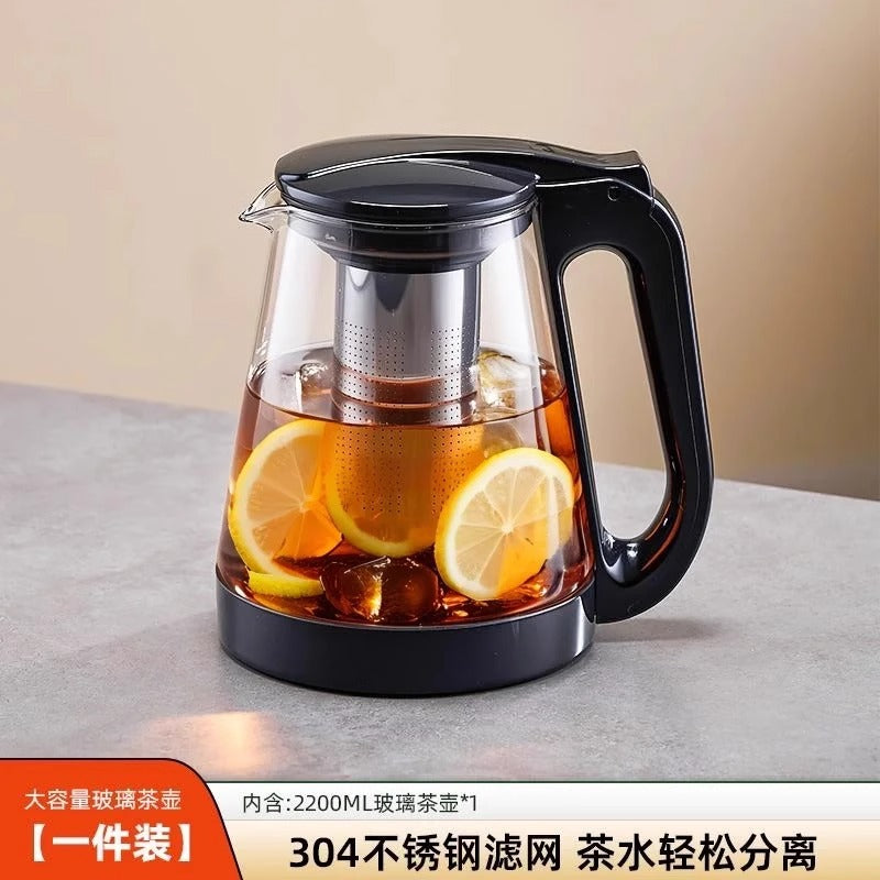 冷水壶大容量冰镇水果冷泡茶壶过滤凉水壶耐高温玻璃凉水杯Large-Capacity Water Pitcher for Chilled Fruit Cold-Brew Tea, Filtered Water Pitcher, Heat-Resistant Glass Water Cup