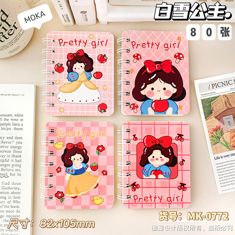 可爱卡通高颜值A7侧翻线圈本学生小本子迷你笔记本便携办公记事本 Cute, Cartoon-Style, High-Quality A7 Side-Folding Spiral Notebook—Student Notebook, Mini Notebook, Portable Office Notepad