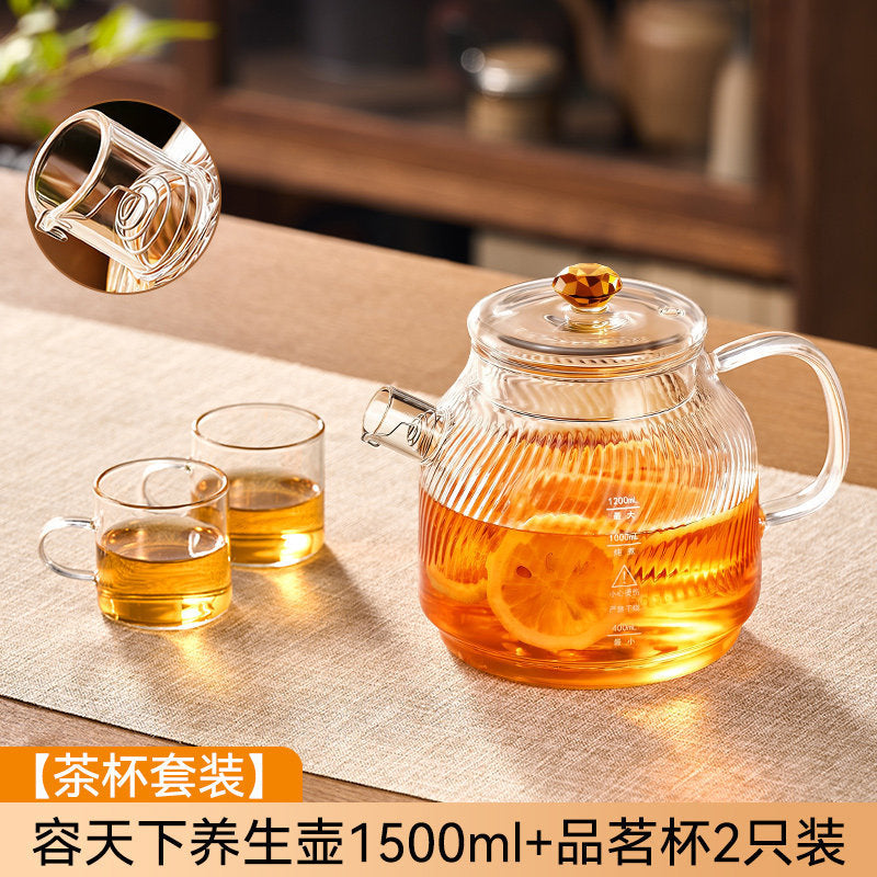 厂家定制玻璃壶高硼硅耐热玻璃煮茶壶可明火电陶炉大容量泡茶壶Glass Teapot: High-Borosilicate Heat-Resistant Glass Teapot Suitable for Open Flames and Electric Ceramic Stoves—Large-Capacity Teapot