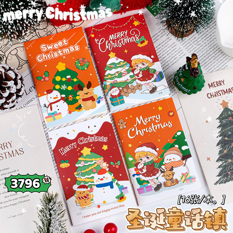 圣诞骑马钉横线本小本子学生可爱文具圣诞节创意记事本笔记本Christmas Horse-Themed Stitched Notebook: Cute Student Stationery, Creative Christmas Notepad