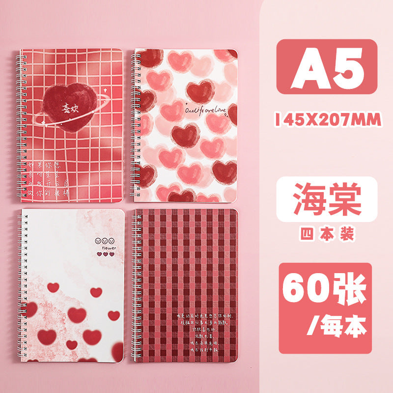 MOKA小清新花朵线圈本本子笔记本横线内页高颜值学生用记事本 MOKA Fresh and Cute Floral Spiral Notebook with Lined Pages—Stylish Student Notebook