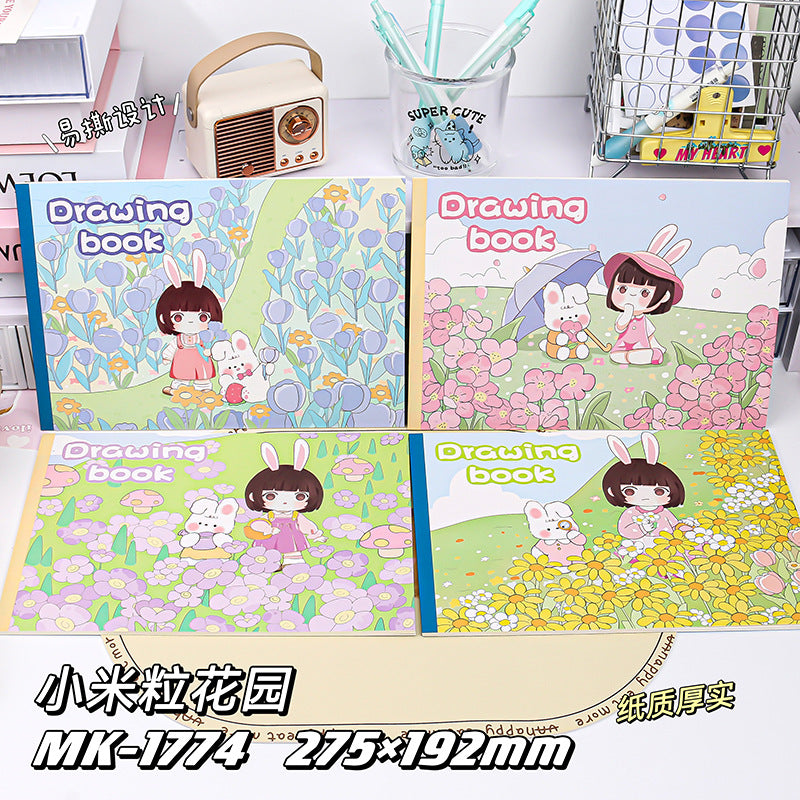 MOKA卡通男女孩无线胶装动漫图画本儿童涂鸦手绘本子学生绘画本MOKA Cartoon Boys' and Girls' Wireless Perfect-Bound Anime Sketchbook, Children's Doodle Book, Hand-Drawn Sketchbook, Student Drawing Book