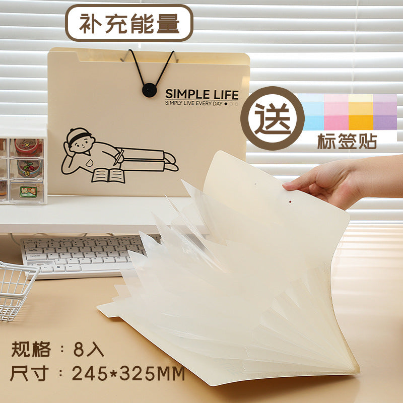 MOKA简生活系列5入8入12入搭扣文件夹PP多层A4文件袋收纳袋风琴包MOKA Simple Living Series 5-Pack, 8-Pack, and 12-Pack Snap-Closure Folders, PP Multi-Pocket A4 Document Bags, Storage Bags, Accordion-Style Bags