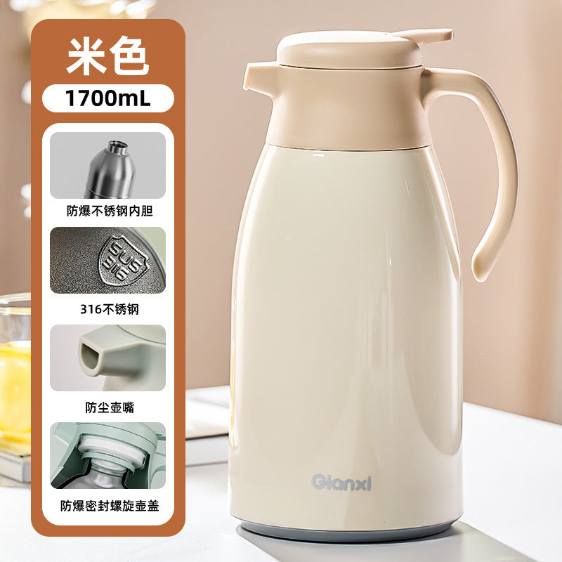 捷安玺升级款不锈钢保温壶高颜值大容量热水瓶家用办公宿舍暖水壶Stainless Steel Insulated Thermos Stylish, Large-Capacity Hot Water Bottle for Home, Office, and Dorm Rooms