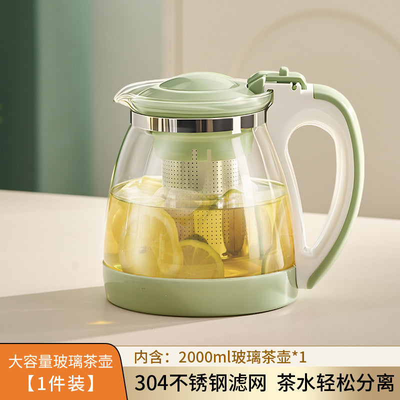 捷安玺家用办公耐热玻璃茶壶大容量冷水壶茶水分离304滤网泡茶壶GIANXI Large-Capacity Heat-Resistant Glass Teapot for Home and Office Use; Cold Water Jug with Tea-Water Separation and 304 Stainless Steel Filter; Tea Brewing Pot