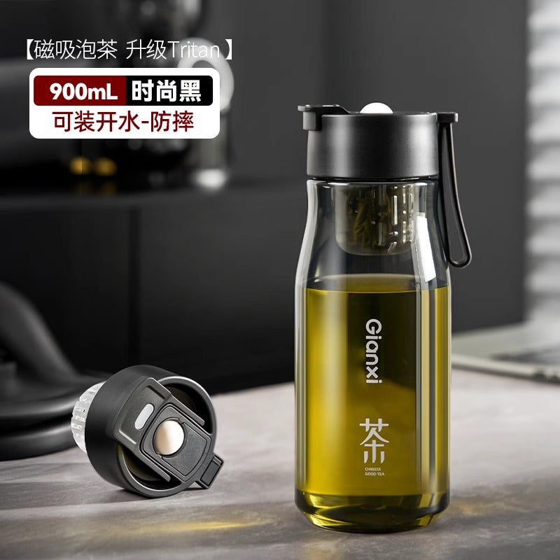 GIANXI捷安玺磁吸泡茶杯茶水分离Tritan泡茶杯大容量车载塑料杯GIANXI Magnetic Tea Cup with Tea-Water Separation, Tritan Tea Cup, Large-Capacity Plastic Car Cup