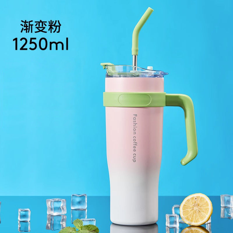 巨无霸保温杯大容量冰霸杯304不锈钢水杯女男生吸管杯子Giant Insulated Cup, Large-Capacity Ice-Keeping Cup, 304 Stainless Steel Water Bottle for Men and Women, Straw Cup
