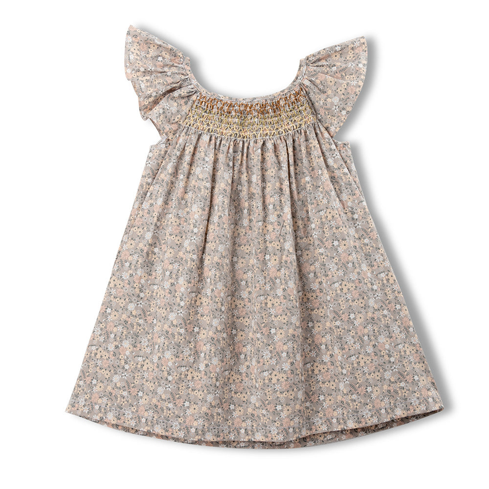 女童连衣裙儿童裙子无袖打缆背心碎花吊带裙小女孩公主裙 Girls' Dresses, Children's Dresses, Sleeveless Cable-Knit Tank Tops, Floral Spaghetti-Strap Dresses, Little Girls' Princess Dresses
